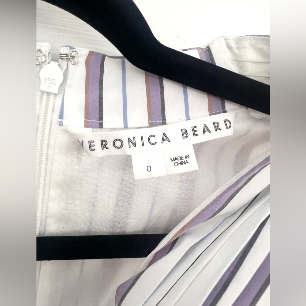 Veronica Beard Lavender and White Striped High-Low Halter Dress - Picture 11 of 16